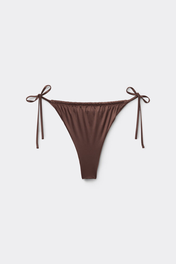 Choco Shiny Glam Tie Brazilian Bikini Briefs  