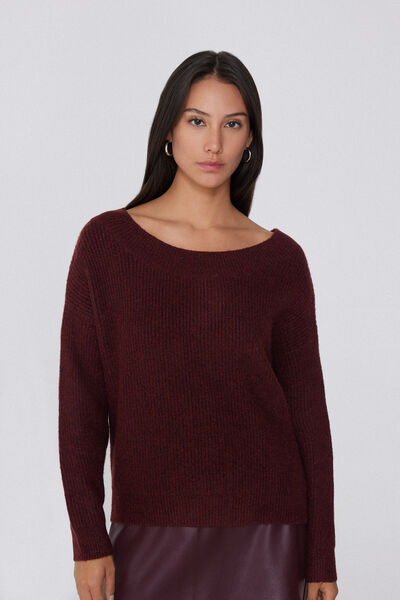 Tezenis Jersey Manga Larga Canalé Escote Barco Mujer Burdeos Tamaño M