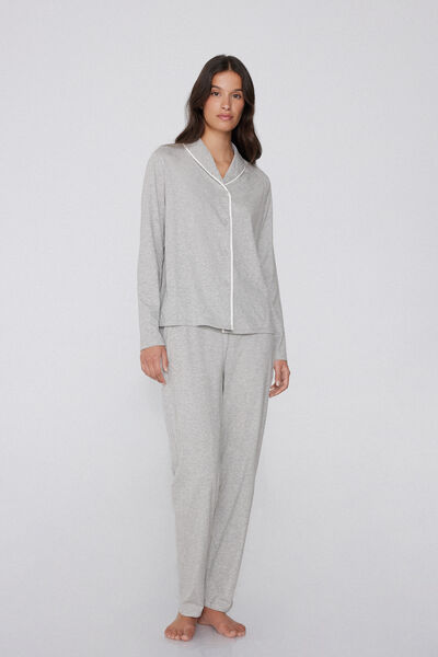 Tezenis Pijama Largo Abierto de Algodón Mujer Blanco (avorio) Tamaño S