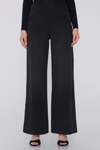 Tezenis Pantalón Palazzo Soft Flex Denim Mujer Negro Tamaño S