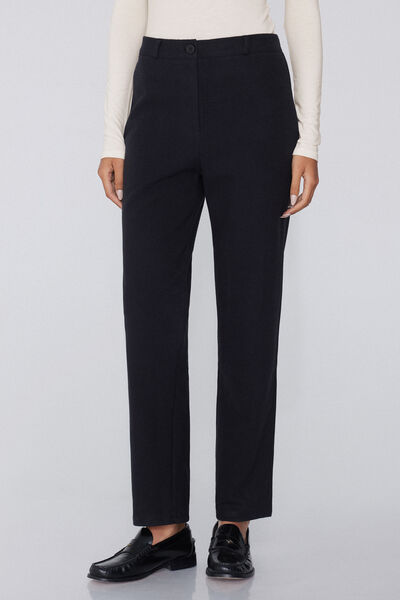 Tezenis Pantalones Largos Pitillo de Paño Mujer Negro Tamaño XS