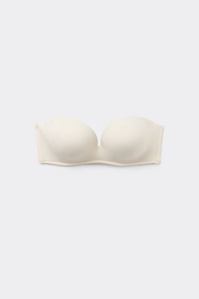 Tezenis Sujetador Bandeau Escotado con Relleno de Microfibra Reciclada Mujer Blanco (avorio) Tamaño 4B