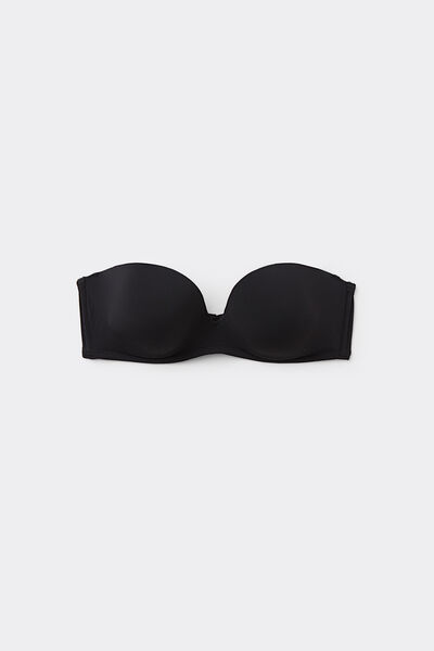 Tezenis Sujetador bandeau acolchado de microfibra reciclada de New York Mujer Negro Tamaño 2D