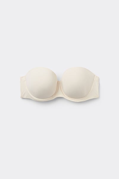 Tezenis Sujetador Bandeau con Relleno Ligero de Microfibra Reciclada Full Coverage Mujer Blanco (avorio) Tamaño 4C