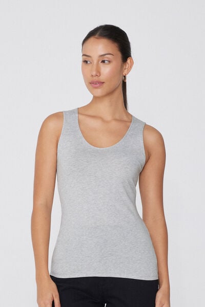 Tezenis Camiseta Tirantes Anchos Algodón Orgánico Escote Redondeado Mujer Gris Tamaño L