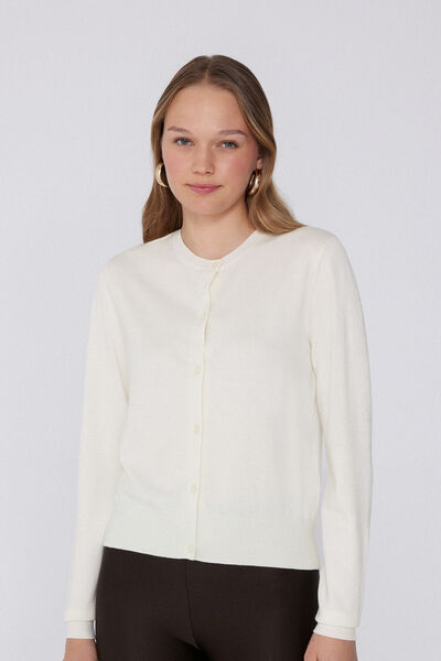 Tezenis Cárdigan Corto Calado Botones Mujer Blanco Tamaño L