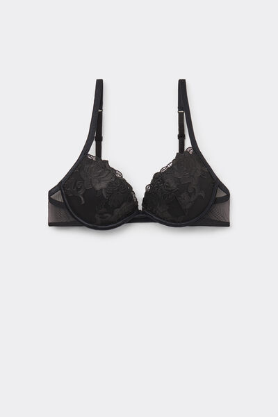 Tezenis Sujetador Push-Up con Relleno Venice Rose Wonder Mujer Negro Tamaño 4B