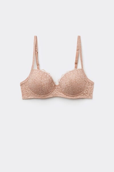 Tezenis Sujetador Balconette Con Relleno Ligero de Encaje Reciclado Wien Mujer Natural Tamaño 3C