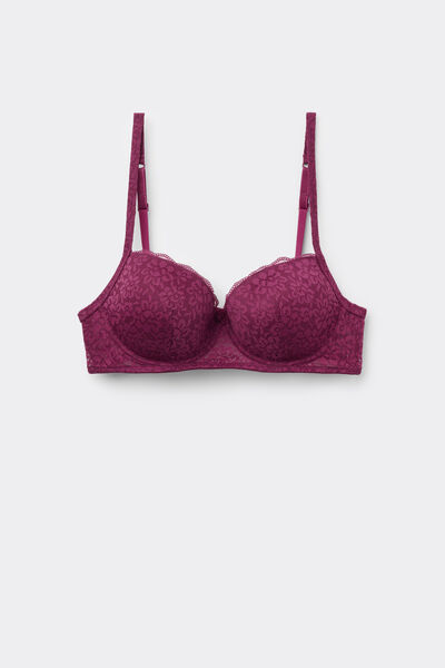 Tezenis Sujetador Balconette Con Relleno Ligero de Encaje Reciclado Wien Mujer Rojo Tamaño 2E