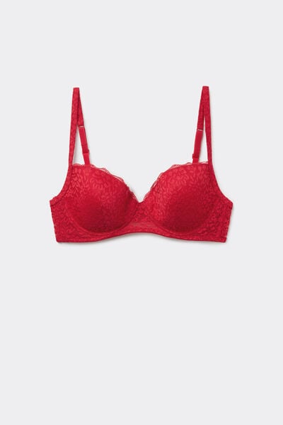 Tezenis Sujetador Balconette Con Relleno Ligero de Encaje Reciclado Wien Mujer Rojo Tamaño 5B