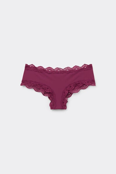 Tezenis Culotte Brasileño Microfibra Reciclada y Encaje Mujer Rojo Tamaño XL