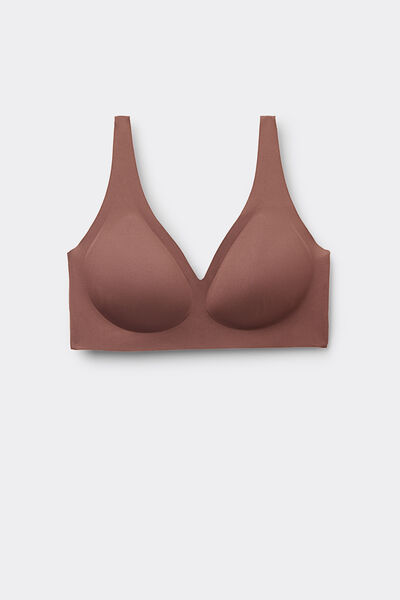 Tezenis Sujetador Triangular Sin Costuras Efecto Natural Mujer Marrón Tamaño 1B
