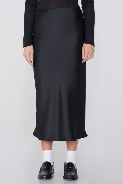 Tezenis Falda de Raso Midi Mujer Negro Tamaño M
