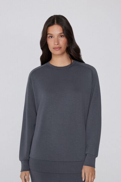 Tezenis Sudadera de Viscosa Suave con Cuello Redondo Mujer Gris Tamaño M