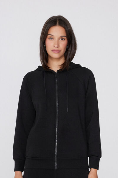 Tezenis Sudadera Gruesa Cremallera y Capucha Soft Touch Mujer Negro Tamaño L