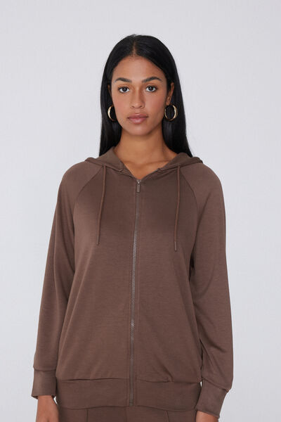 Tezenis Sudadera Gruesa Cremallera y Capucha Soft Touch Mujer Marrón Tamaño L