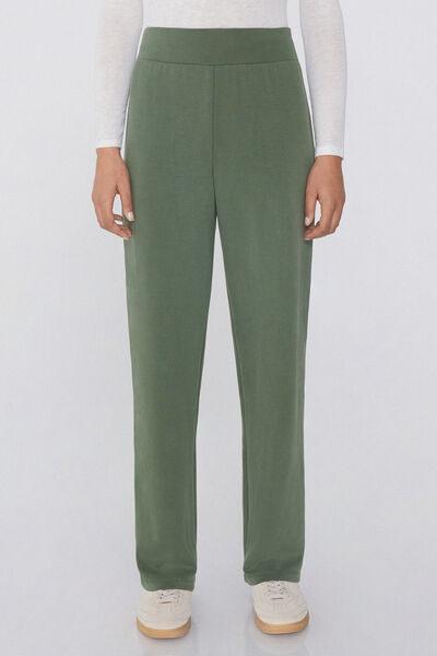 Tezenis Pantalones Largos Palazzo de Viscosa Suave Mujer Verde Tamaño L