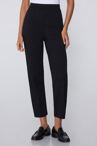 Tezenis Pantalones Largos Pitillo Punto Milano Mujer Negro Tamaño S