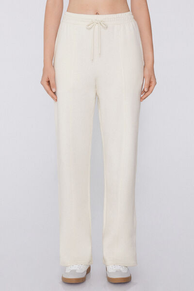 Tezenis Pantalones Chándal Palazzo Costura y Cordón Mujer Blanco Tamaño L