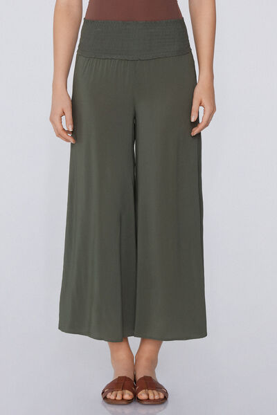 Tezenis Pantalón estilo japonés de Tela Punto Smock Mujer Verde Tamaño M