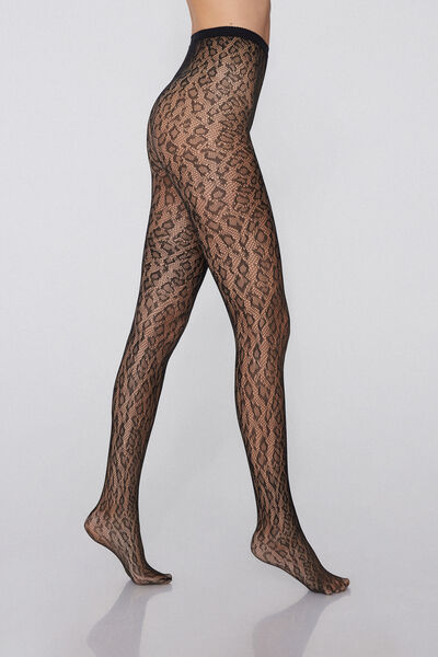 Tezenis Medias de Rejilla con Motivos Mujer Negro Tamaño S/M