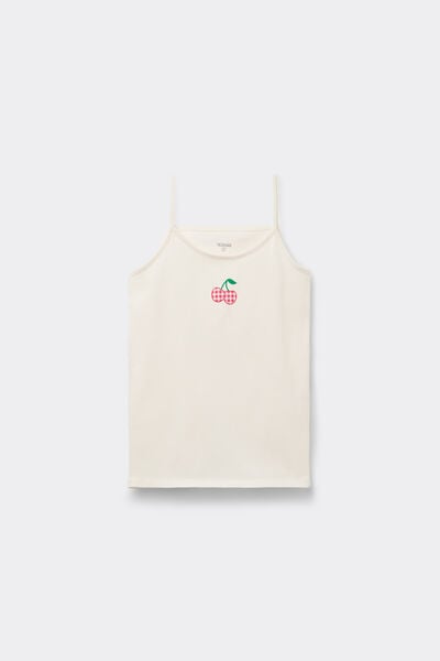 Tezenis Camiseta de Tirantes Finos con Escote Redondo de Algodón con Estampado para Niña Chica Verde Tamaño 4-5