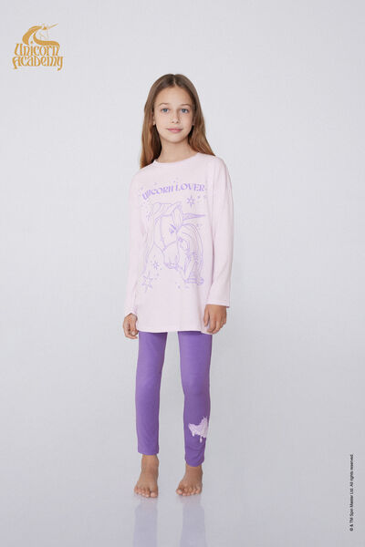 Tezenis Pijama Largo Niña Estampado Unicorn Academy Chica Violeta Tamaño 6-7