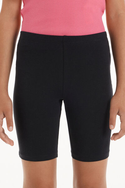Tezenis Pantalón de Ciclista de Algodón de Color Liso para Niña Chica Negro Tamaño 10-11