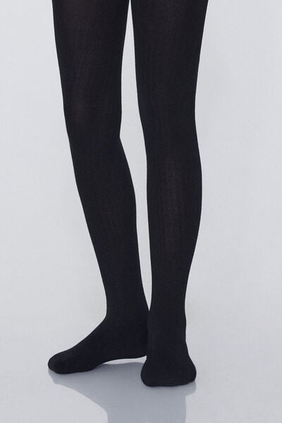 Tezenis Media térmica para niña de canalé Chica Negro Tamaño 10-13