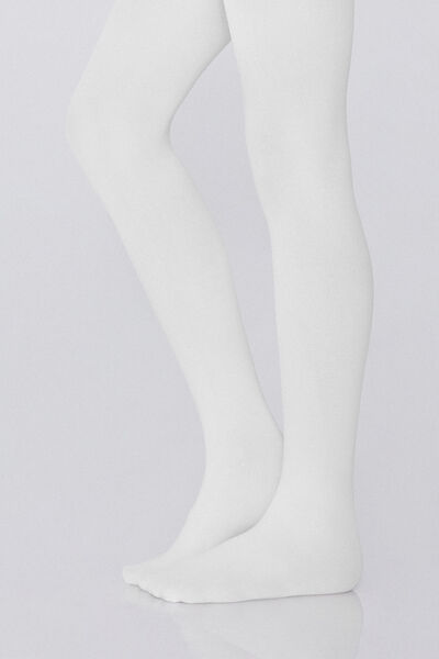 Tezenis Media tupida 50 denier para niña Chica Blanco Tamaño 2-3