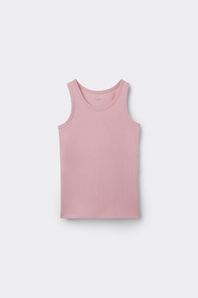 Tezenis Camiseta de tirantes anchos básica de algodón para niños unisex Unisex Rosa Tamaño 10-11