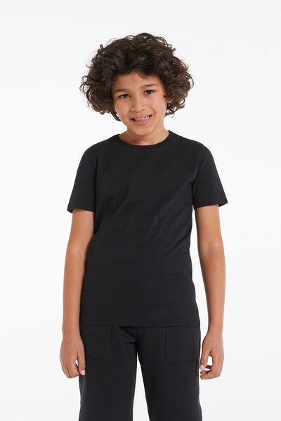 Tezenis Camiseta manga corta 100% algodón para niño unisex Unisex Negro Tamaño 12-13