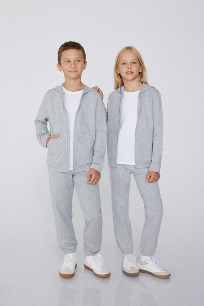 Tezenis Sudadera de Algodón con Capucha y Cremallera Unisex para Niños Unisex Gris Tamaño 10-11