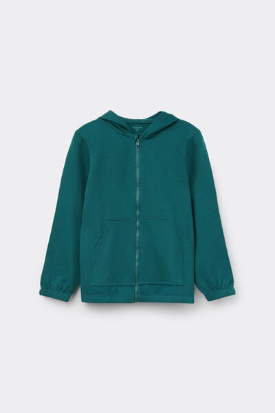 Tezenis Sudadera de Algodón con Capucha y Cremallera Unisex para Niños Unisex Verde Tamaño 8-9