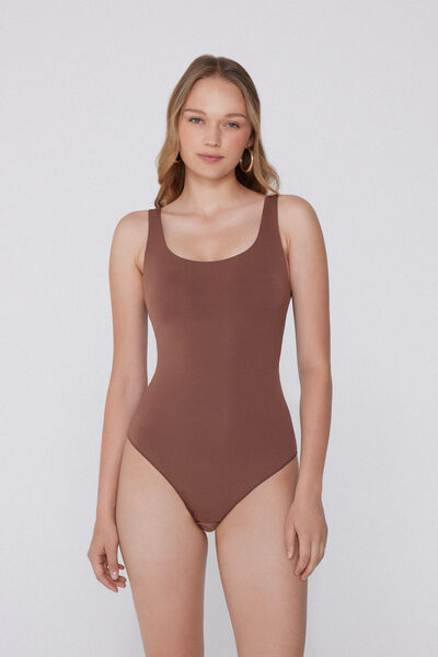 Tezenis Body Brasier Tirante Ancho Light Touch Mujer Marrón Tamaño S