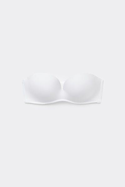 Tezenis Sujetador Bandeau Escotado con Relleno de Microfibra Reciclada Mujer Blanco Tamaño 4B