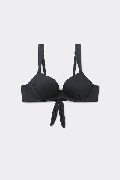Tezenis Bikini Balconette Graduado y Reciclado con Frunce Mujer Negro Tamaño 1