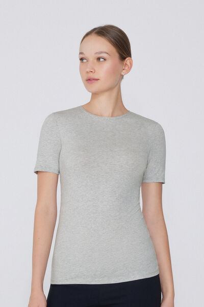 Tezenis Camiseta Cuello Redondo Algodón Orgánico Elástico Mujer Gris Tamaño L