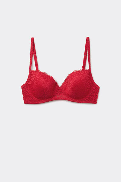 Tezenis Sujetador Balconette Con Relleno Ligero de Encaje Reciclado Wien Mujer Rojo Tamaño 3B