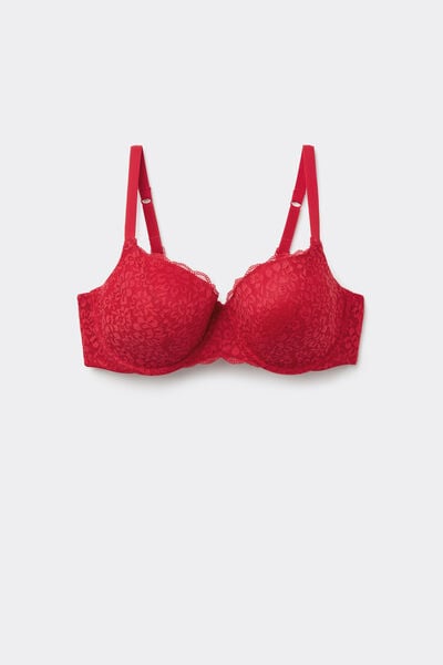Tezenis Sujetador balconette con encaje reciclado Prague Mujer Rojo Tamaño 5C