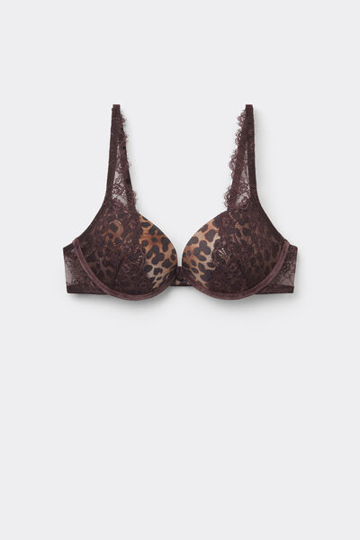 Tezenis Sujetador Push-Up Athens Classy Animalier Mujer Gris Tamaño 1B