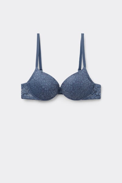 Tezenis Sujetador Super Push-up Encaje Reciclado Los Angeles Mujer Azul Tamaño 4B
