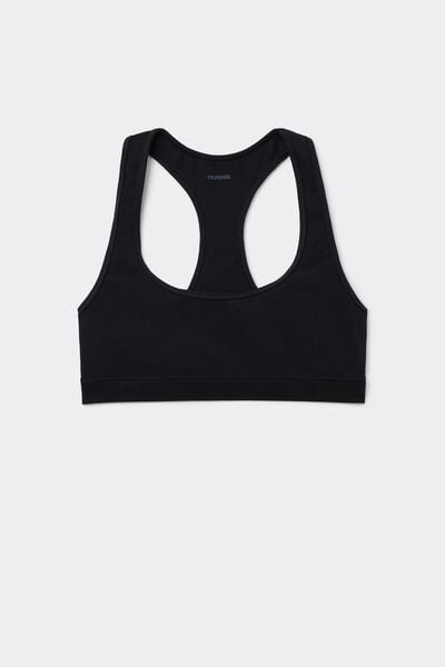 Tezenis Sujetador Brasier Escote Americano Algodón Elástico Mujer Negro Tamaño S