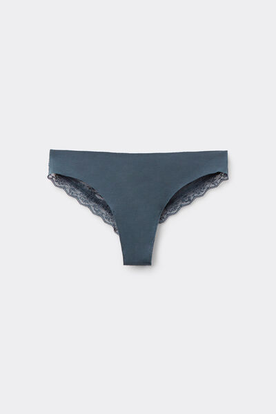 Tezenis Braguita Brasileña Sin Costuras Algodón Orgánico Encaje Reciclado Mujer Gris Oscuro Tamaño S