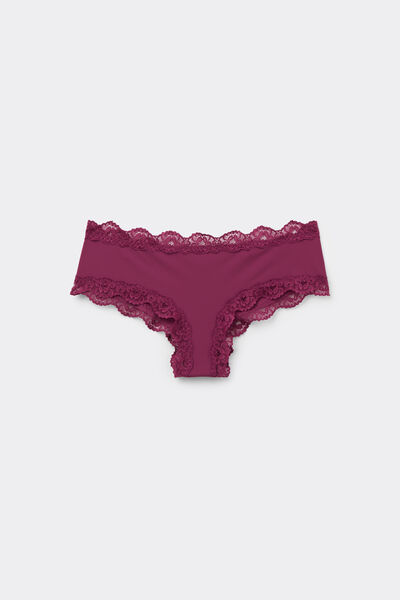 Tezenis Culotte Brasileño Microfibra Reciclada y Encaje Mujer Rojo Tamaño L