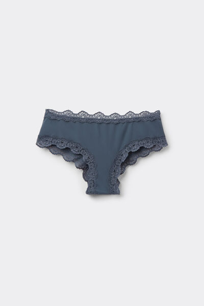Tezenis Culotte Brasileño Microfibra Reciclada y Encaje Mujer Gris Oscuro Tamaño L