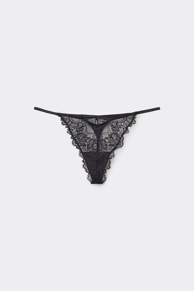 Tezenis Tanga con Tira Fina Black Empire Mujer Negro Tamaño L