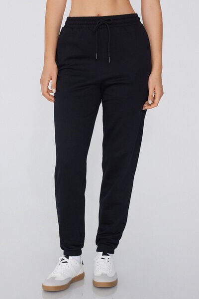 Tezenis Pantalón de Chándal de Felpa Gruesa Mujer Negro Tamaño S