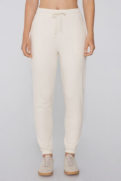 Tezenis Pantalón de Chándal de Felpa Gruesa Mujer Blanco Tamaño S