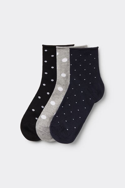 Tezenis 3 Pares Calcetines Cortos Algodón sin Borde Estampado Mujer Mujer Negro Tamaño TU